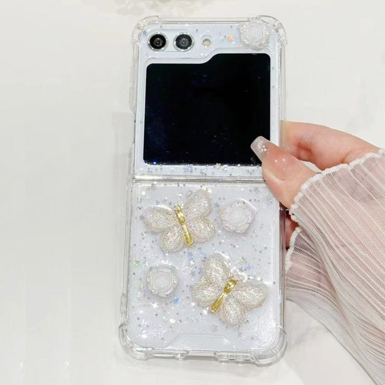 For Samsung Galaxy Z Flip5 Three-dimensional Butterfly Glitter TPU  Phone Case