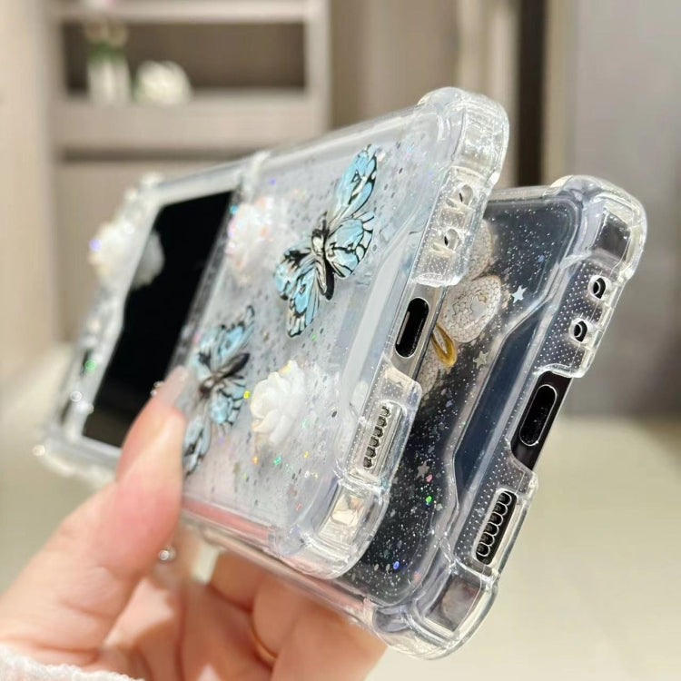 For Samsung Galaxy Z Flip5 Three-dimensional Butterfly Glitter TPU  Phone Case