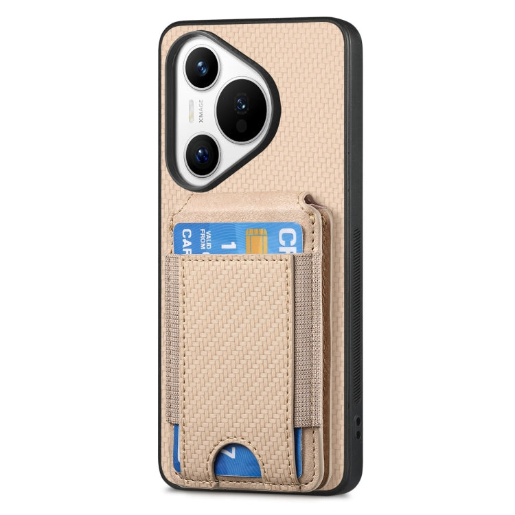 For Huawei Pura 70 Carbon Fiber Vertical Flip Wallet Stand Phone Case