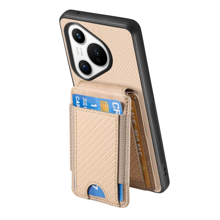 For Huawei Pura 70 Carbon Fiber Vertical Flip Wallet Stand Phone Case