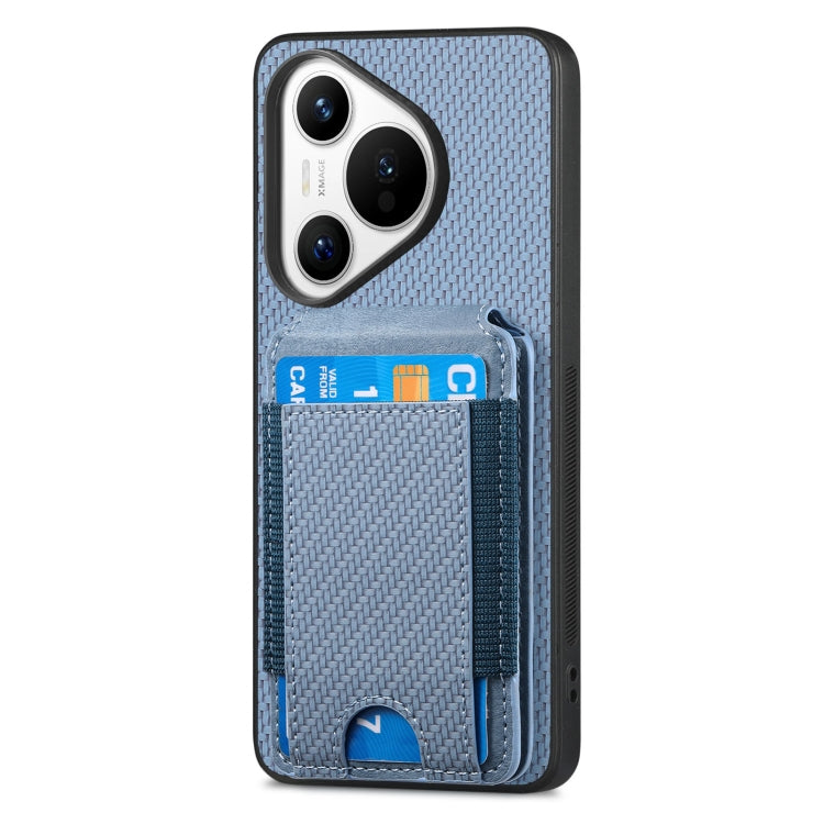 For Huawei Pura 70 Pro Carbon Fiber Vertical Flip Wallet Stand Phone Case