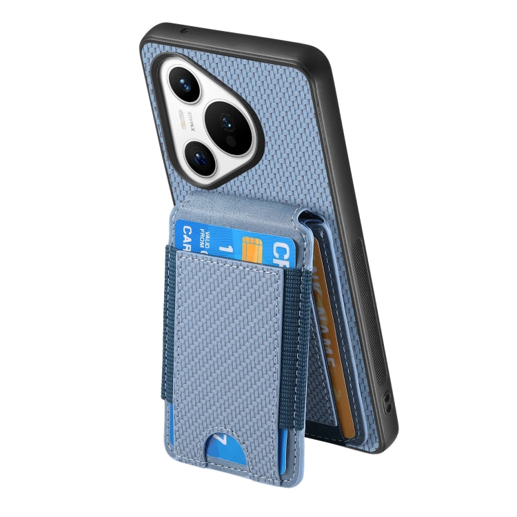 For Huawei Pura 70 Pro Carbon Fiber Vertical Flip Wallet Stand Phone Case