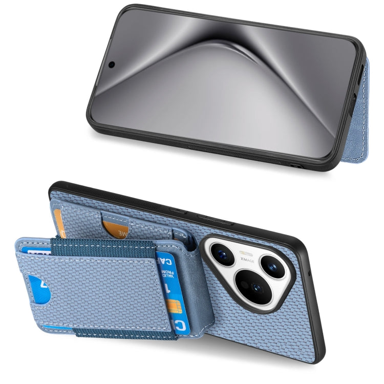 For Huawei Pura 70 Pro Carbon Fiber Vertical Flip Wallet Stand Phone Case