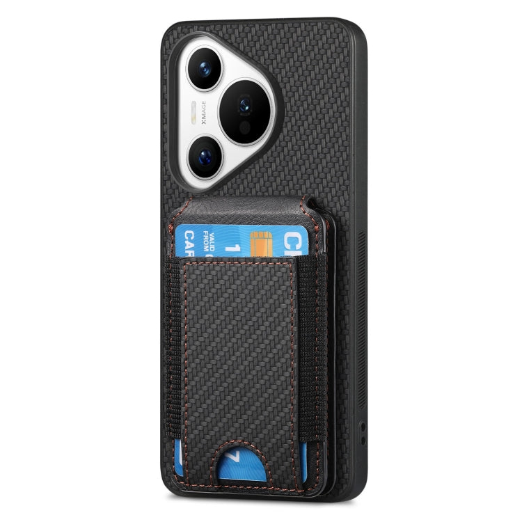 For Huawei Pura 70 Pro Carbon Fiber Vertical Flip Wallet Stand Phone Case