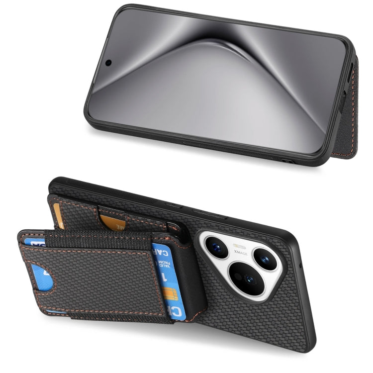 For Huawei Pura 70 Pro Carbon Fiber Vertical Flip Wallet Stand Phone Case