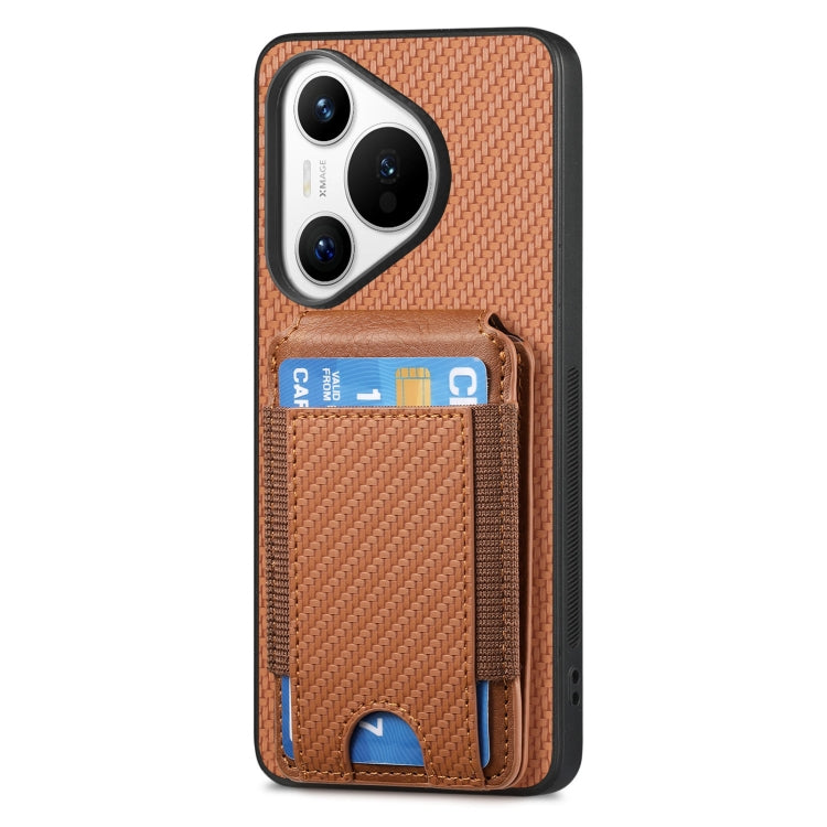 For Huawei Pura 70 Pro Carbon Fiber Vertical Flip Wallet Stand Phone Case