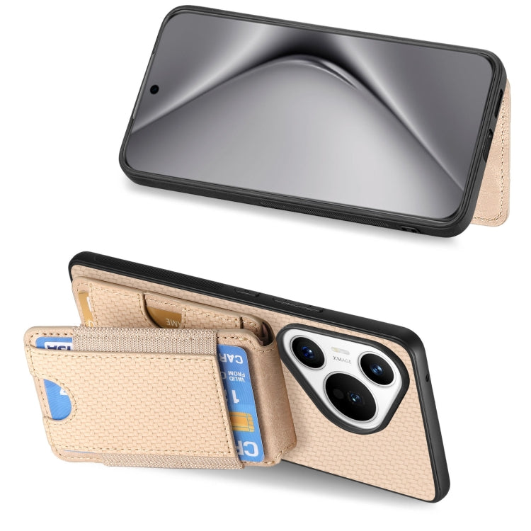 For Huawei Pura 70 Pro Carbon Fiber Vertical Flip Wallet Stand Phone Case