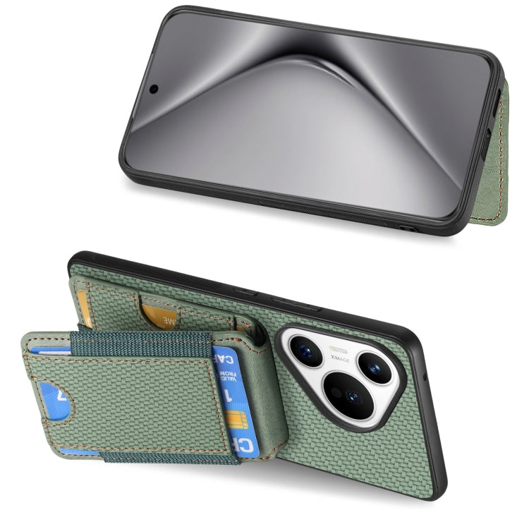For Huawei Pura 70 Pro Carbon Fiber Vertical Flip Wallet Stand Phone Case
