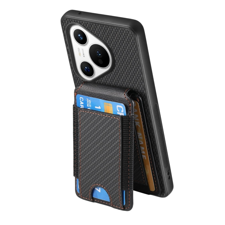 For Huawei Pura 70 Ultra Carbon Fiber Vertical Flip Wallet Stand Phone Case