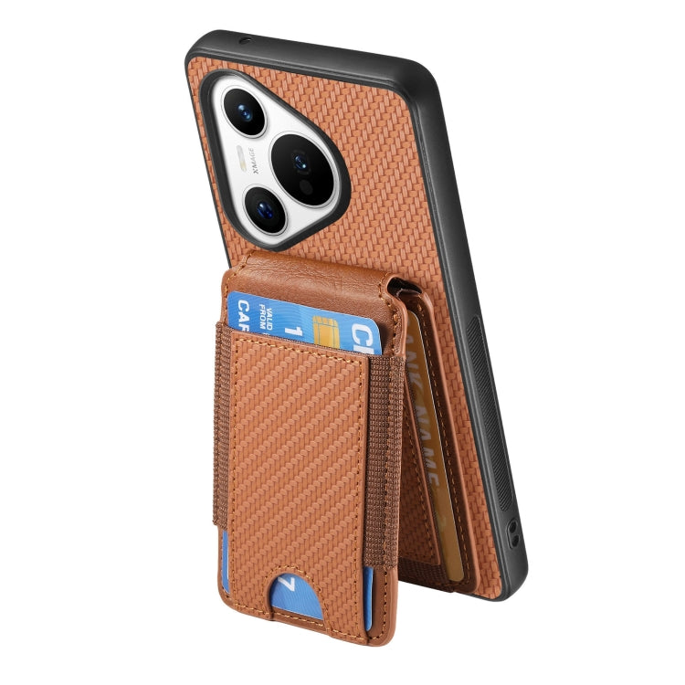 For Huawei Pura 70 Ultra Carbon Fiber Vertical Flip Wallet Stand Phone Case