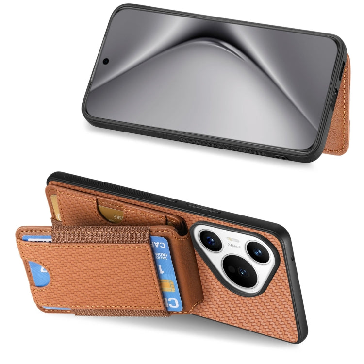 For Huawei Pura 70 Ultra Carbon Fiber Vertical Flip Wallet Stand Phone Case