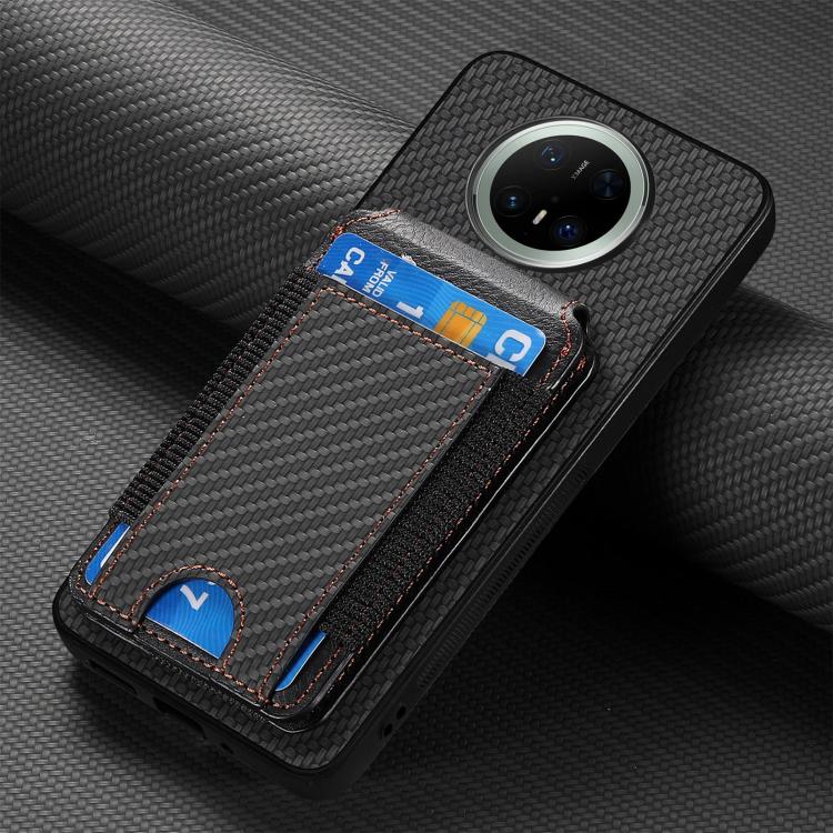 For Huawei Mate 70 Carbon Fiber Vertical Flip Wallet Stand Phone Case