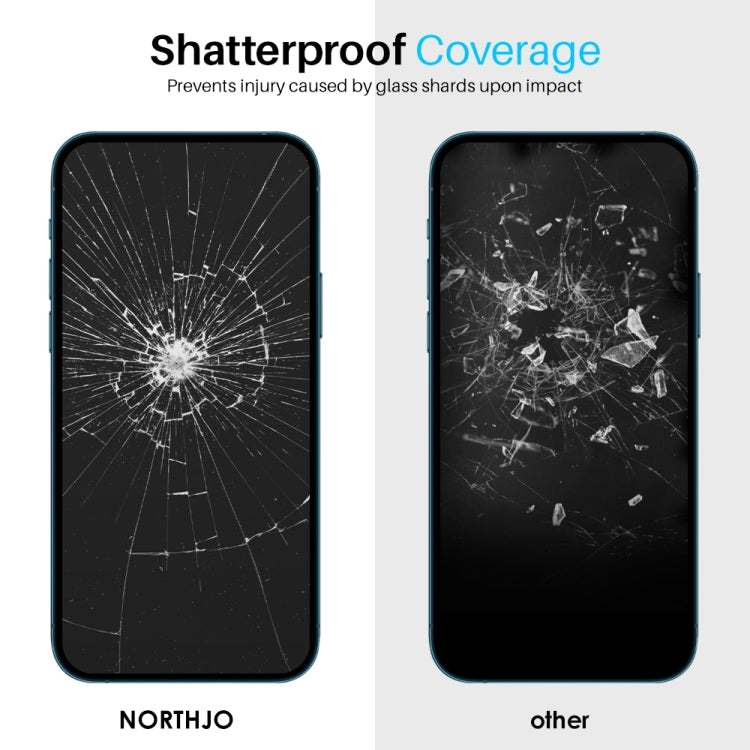 For iPhone 14 NORTHJO 2pcs A++ Screen Protector Tempered Glass Film with Installation Frame