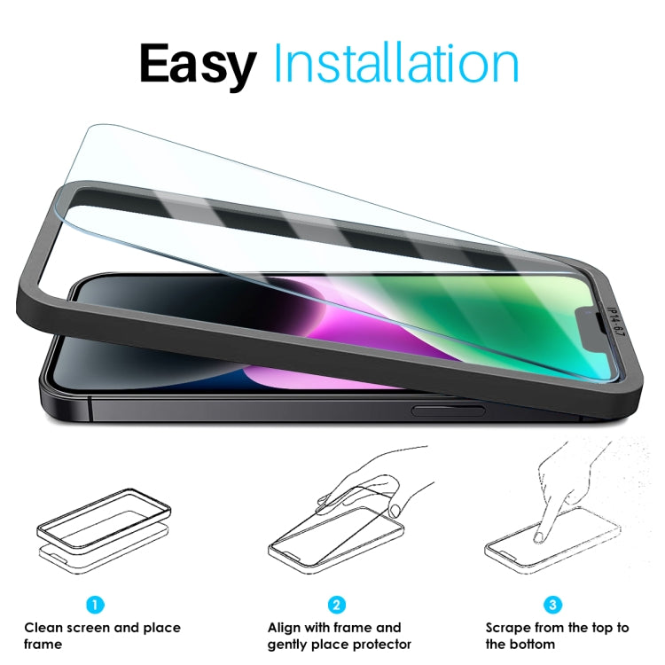 For iPhone 14 Plus NORTHJO 2pcs A++ Screen Protector Tempered Glass Film with Installation Frame