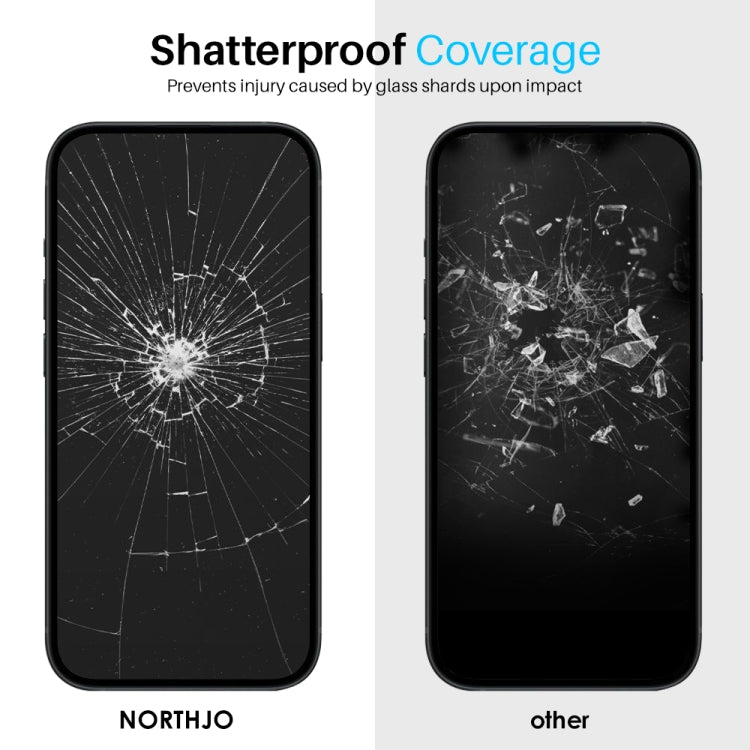 For iPhone 15 Pro NORTHJO 2pcs A++ Screen Protector Tempered Glass Film with Installation Frame