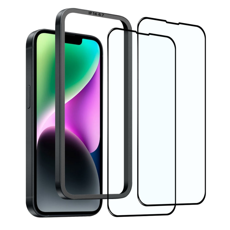 For iPhone 14 Plus NORTHJO 2pcs A++ Tempered Glass Film with Installation Frame