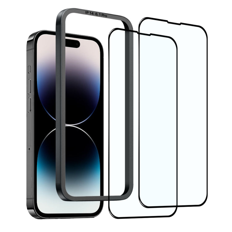 For iPhone 14 Pro NORTHJO 2pcs A++ Tempered Glass Film with Installation Frame