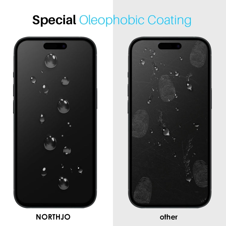 For iPhone 15 NORTHJO 2pcs A++ Tempered Glass Film with Installation Frame