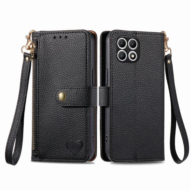For T-Mobile T Phone 2 5G Love Zipper Lanyard Leather Phone Case