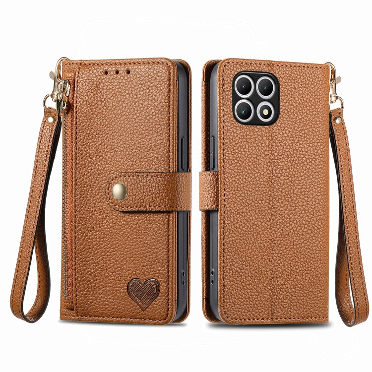 For T-Mobile T Phone 2 5G Love Zipper Lanyard Leather Phone Case