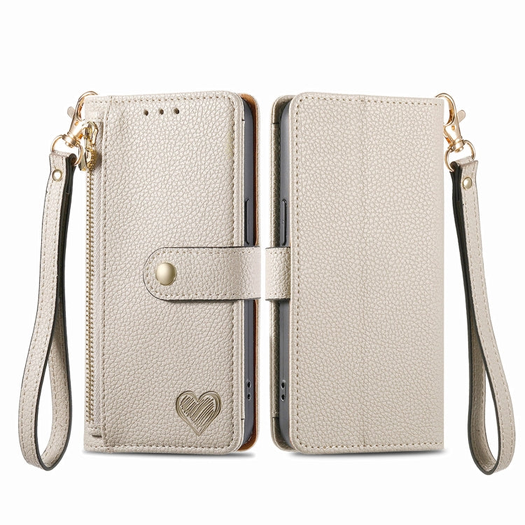 For T-Mobile T Phone 2 5G Love Zipper Lanyard Leather Phone Case