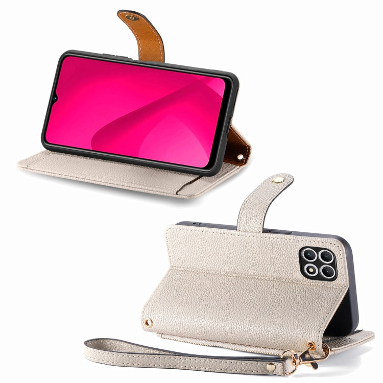 For T-Mobile T Phone 2 5G Love Zipper Lanyard Leather Phone Case