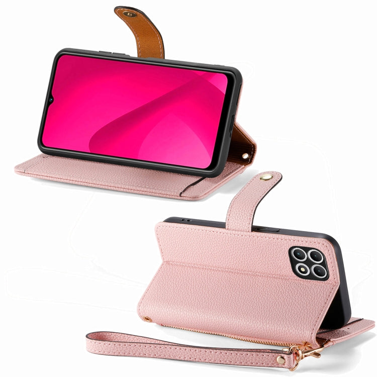 For T-Mobile T Phone 2 5G Love Zipper Lanyard Leather Phone Case