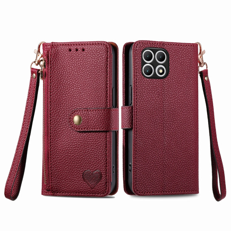 For T-Mobile T Phone 2 5G Love Zipper Lanyard Leather Phone Case