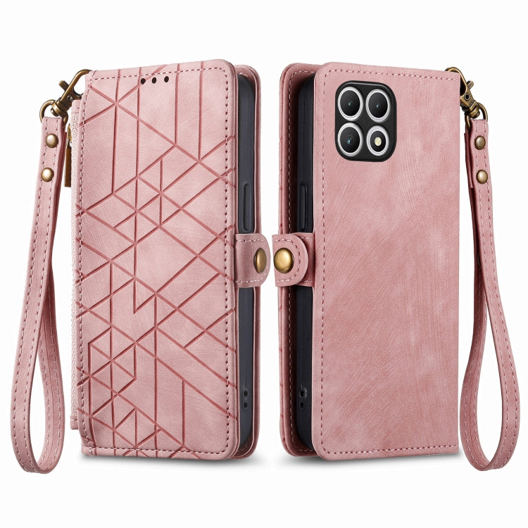 For T-Mobile T Phone 2 5G Geometric Zipper Wallet Side Buckle Leather Phone Case