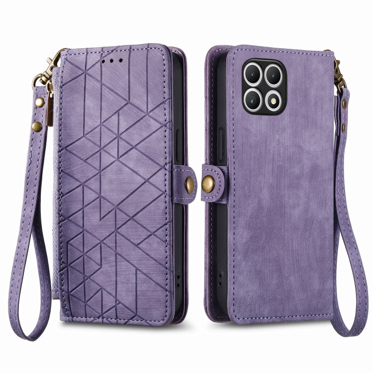 For T-Mobile T Phone 2 5G Geometric Zipper Wallet Side Buckle Leather Phone Case