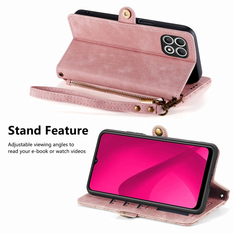 For T-Mobile T Phone 2 Pro 5G Geometric Zipper Wallet Side Buckle Leather Phone Case