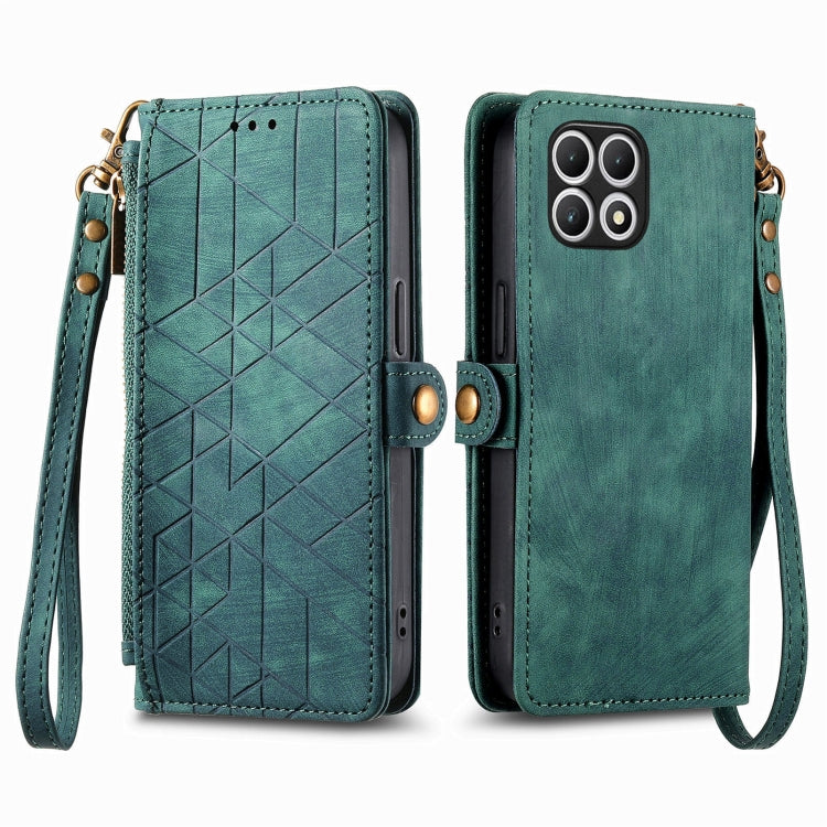 For T-Mobile REVVL 7 5G Geometric Zipper Wallet Side Buckle Leather Phone Case