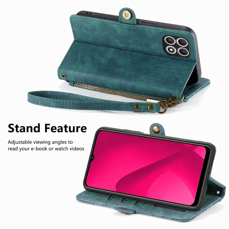 For T-Mobile REVVL 7 5G Geometric Zipper Wallet Side Buckle Leather Phone Case