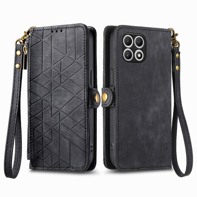 For T-Mobile REVVL 7 5G Geometric Zipper Wallet Side Buckle Leather Phone Case