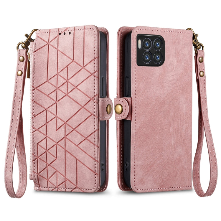 For  T-Mobile REVVL 7 Pro 5G Geometric Zipper Wallet Side Buckle Leather Phone Case