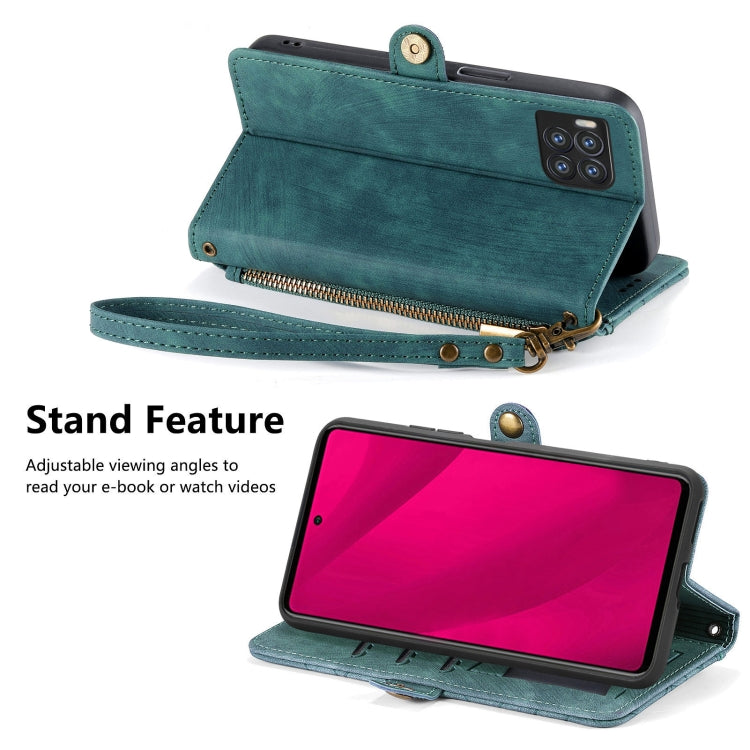 For  T-Mobile REVVL 7 Pro 5G Geometric Zipper Wallet Side Buckle Leather Phone Case