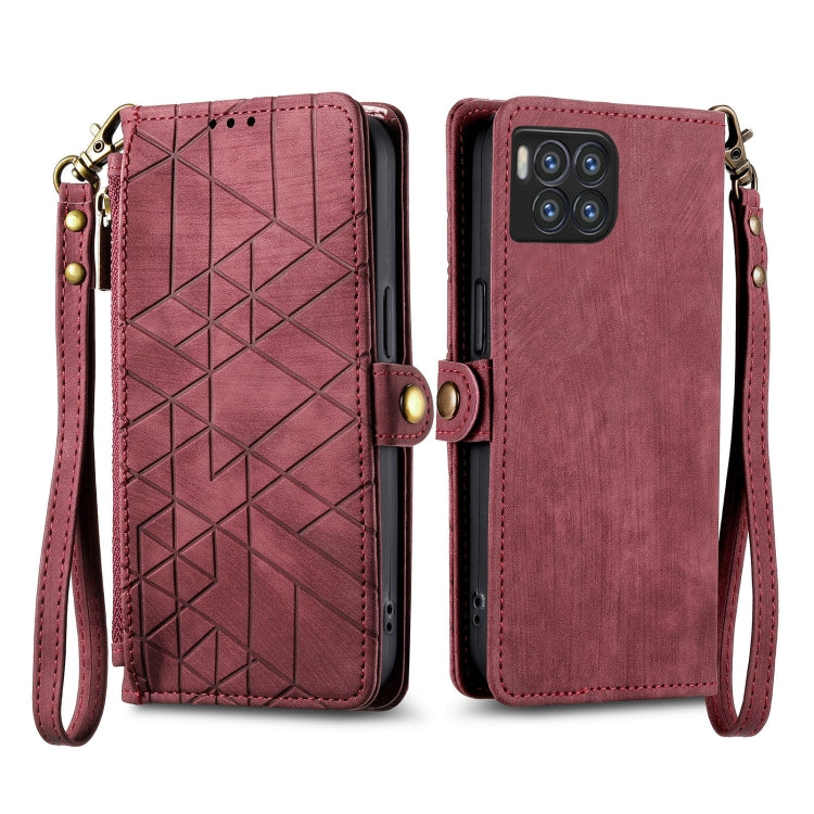 For  T-Mobile REVVL 7 Pro 5G Geometric Zipper Wallet Side Buckle Leather Phone Case