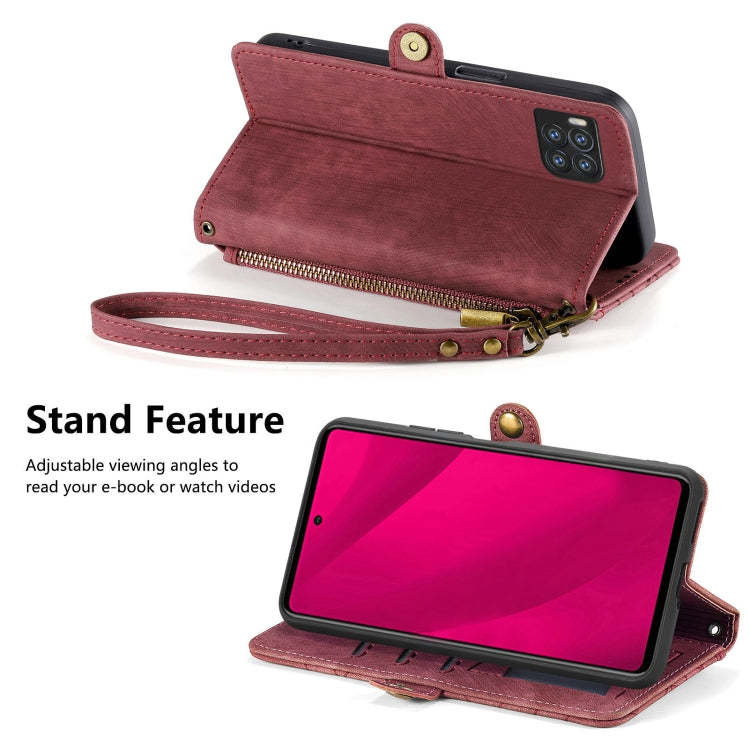 For  T-Mobile REVVL 7 Pro 5G Geometric Zipper Wallet Side Buckle Leather Phone Case