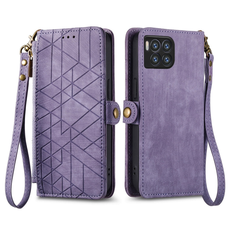 For  T-Mobile REVVL 7 Pro 5G Geometric Zipper Wallet Side Buckle Leather Phone Case