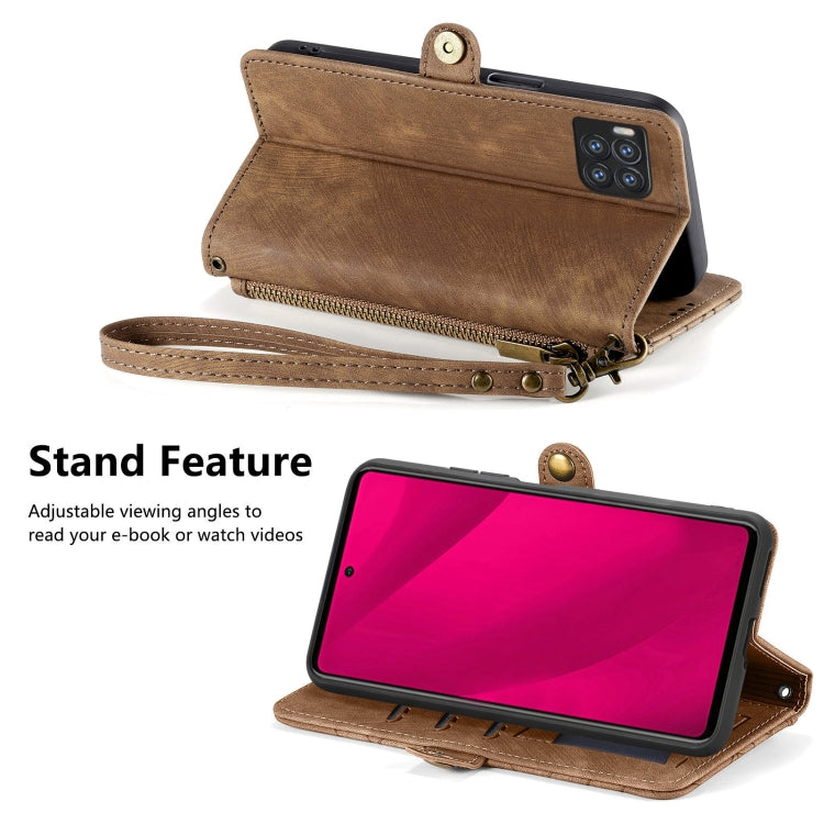 For  T-Mobile REVVL 7 Pro 5G Geometric Zipper Wallet Side Buckle Leather Phone Case