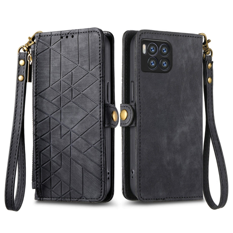 For  T-Mobile REVVL 7 Pro 5G Geometric Zipper Wallet Side Buckle Leather Phone Case