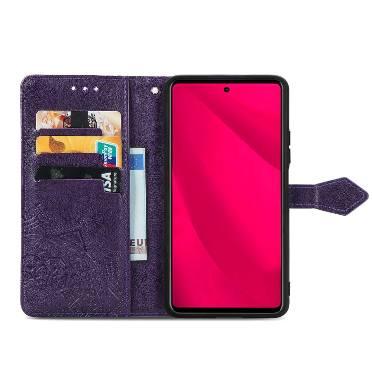 For T-Mobile REVVL 7 Pro 5G Mandala Flower Embossed Leather Phone Case