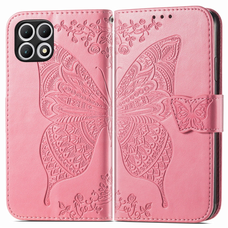 For T-Mobile REVVL 7 5G Butterfly Love Flower Embossed Leather Phone Case