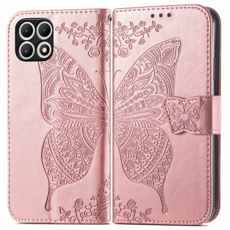 For T-Mobile REVVL 7 5G Butterfly Love Flower Embossed Leather Phone Case