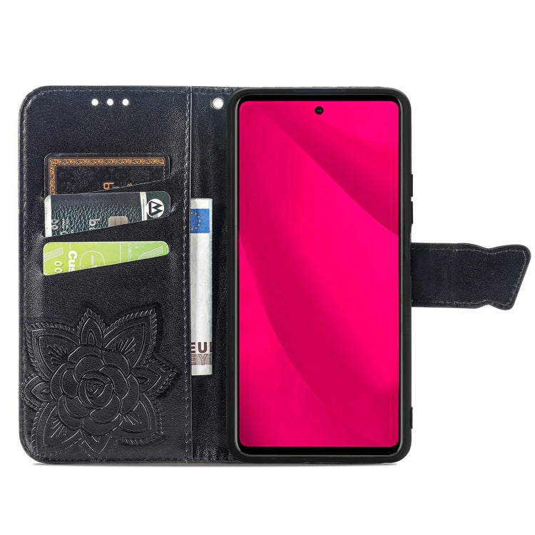 For T-Mobile REVVL 7 Pro 5G Butterfly Love Flower Embossed Leather Phone Case