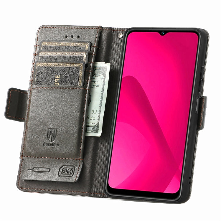 For T-Mobile T Phone 2 5G CaseNeo Splicing Dual Magnetic Buckle Leather Phone Case