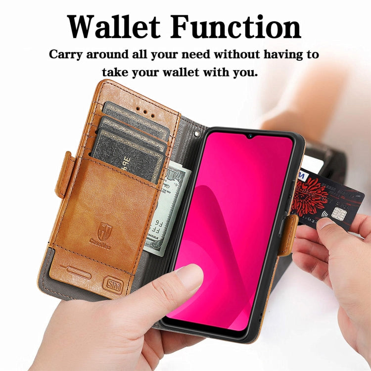 For T-Mobile REVVL 7 5G CaseNeo Splicing Dual Magnetic Buckle Leather Phone Case
