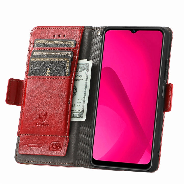 For T-Mobile REVVL 7 5G CaseNeo Splicing Dual Magnetic Buckle Leather Phone Case