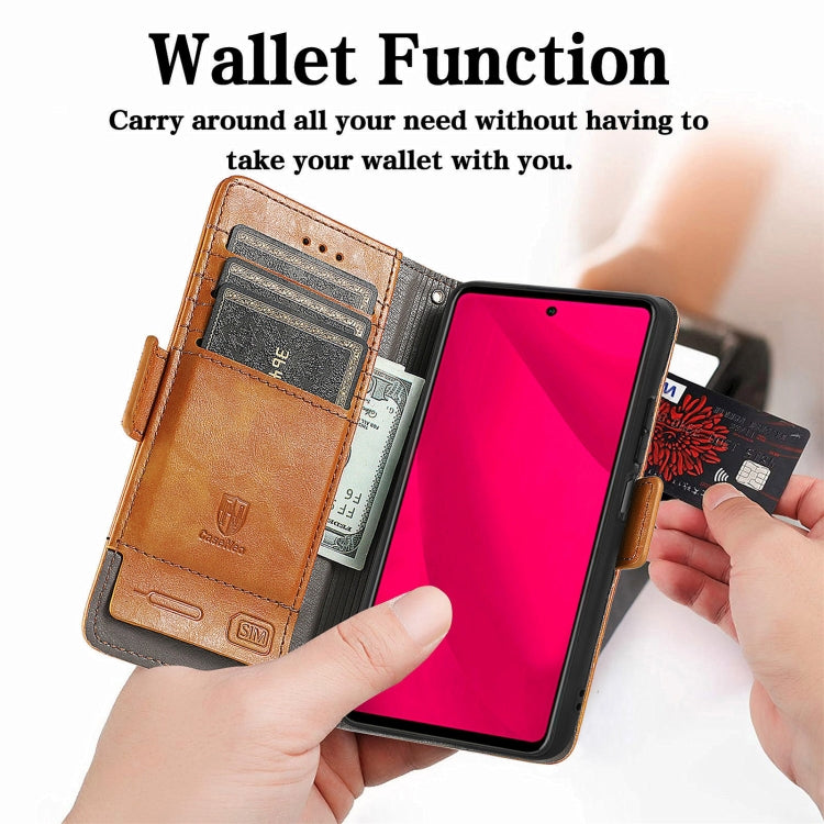 For T-Mobile REVVL 7 Pro 5G CaseNeo Splicing Dual Magnetic Buckle Leather Phone Case
