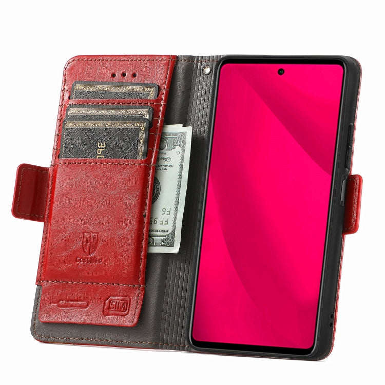 For T-Mobile REVVL 7 Pro 5G CaseNeo Splicing Dual Magnetic Buckle Leather Phone Case